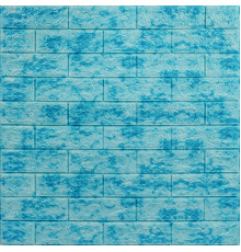 Декоративна 3D панель самоклейка під цеглу Блакитний мармур 700х770х5мм (065) SW-00000033
