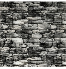 Декоративна 3D панель самоклейка під чорний камінь Катеринославський 700х770х5мм (040) SW-00000483