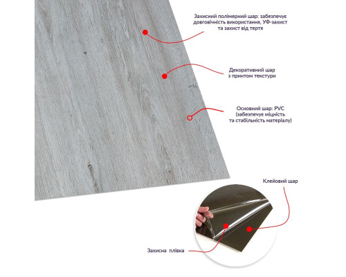 Самоклеюча LVT плитка 610х610х1.5мм SW-00003273