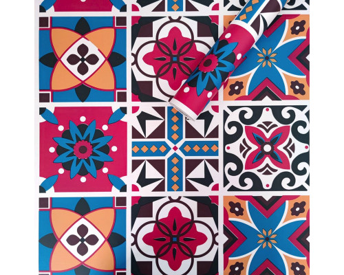 Самоклеющаяся пленка на бумажной основе винтажная бордовая мозаика 0,45х10м SW-00000789