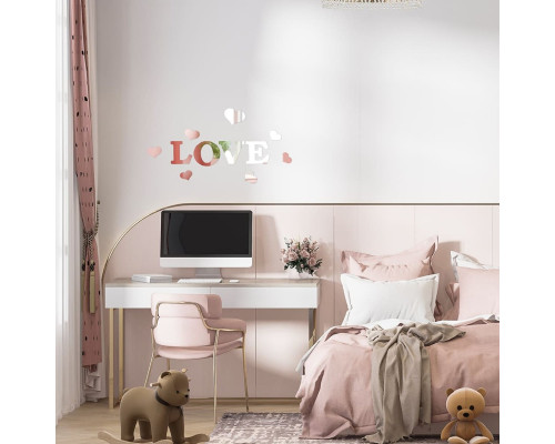 Декор зеркальный акриловый самоклеящийся Love серебро, 11шт (D) SW-00002495