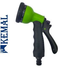 Пистолет поливочный  8 режимов, пластик Kemal P5001 G, Турция (диаметр лейки 60 мм)