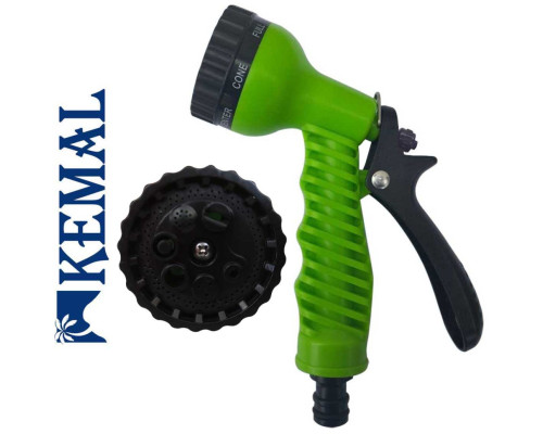 Пистолет поливочный 7 режимов,  пластик Kemal P5003G, Турция (диаметр лейки 45 мм)