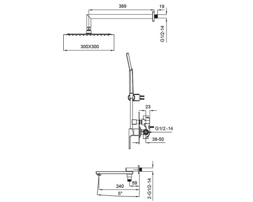 Встраиваемая душевая система со смесителем KB-66009-05 Black (Цвет черный), Чехия