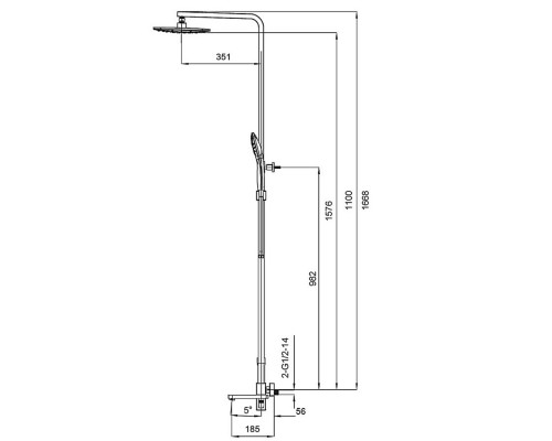 Душевая колонна со смесителем KB-56009-05 Black (Цвет черный, лейка 30*30), Чехия
