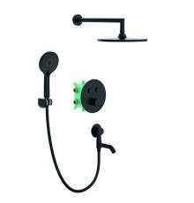 Душевая термостатическая система встраиваемая с коротким изливом KB-67012-05 Black (Цвет черный, лейка 25*25), Чехия