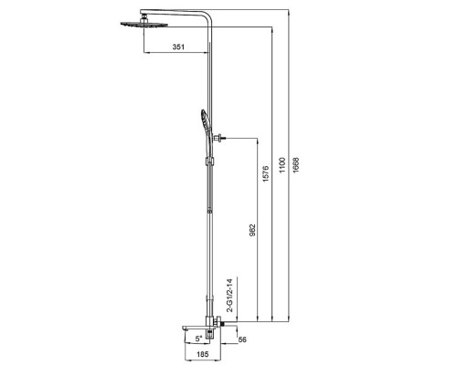Душевая колонна со смесителем водопад KB-56009-01 (Цвет хром, лейка 30*30), Чехия