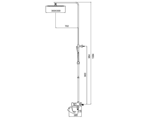 Душевая колонна со смесителем KB-56007-05 Black (Цвет черный, лейка 30*30), Чехия