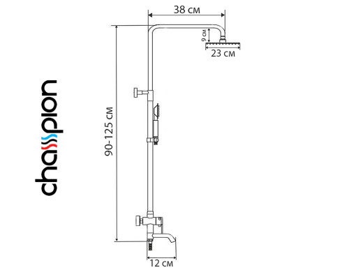 Душевая колонна CHAMPION со смесителем из нерж. стали SUS304 NOX-009-J BLACK