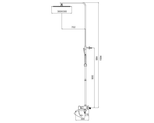 Душова колона із змішувачем KB-56007-01 (Колір хром), Чехія