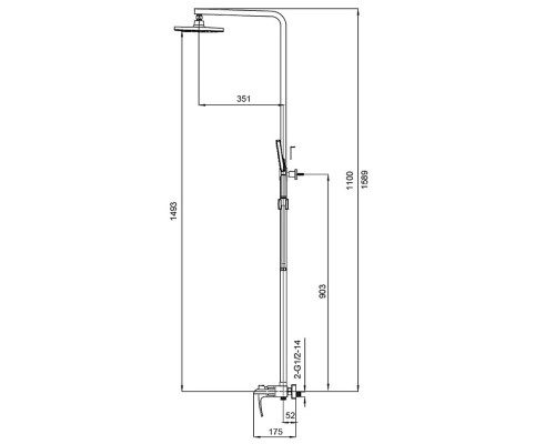 Душевая колонна со смесителем водопад KB-58007-01 (Цвет хром, лейка 30*30), Чехия