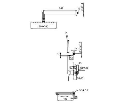 Встраиваемая душевая система со смесителем KB-64010-05 Black (Цвет черный), Чехия