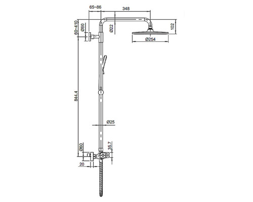 Душевая колонна c термостатическим смесителем KB-55014-05 Black (Цвет черный, лейка 25*25), Чехия