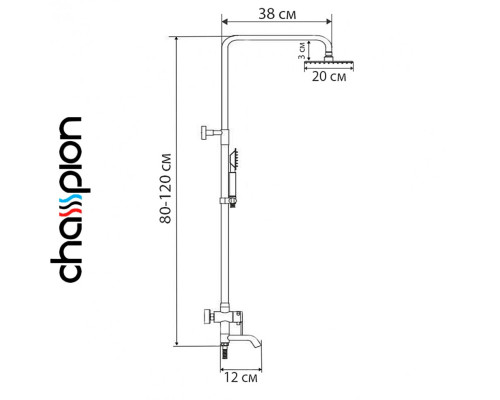 Душевая колонна CHAMPION со смесителем из нерж. стали SUS304 KUB-009-J