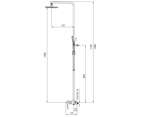 Душова колона із змішувачем водоспад KB-58007-05 (Колір чорний), Чехія