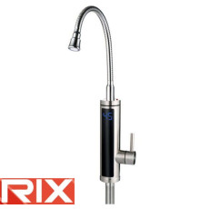 Електричний проточний водонагрівач Rix ELW 055-EF нержавіюча сталь, рефлекторний гусак, з ідикатором темп. на мийку 3 кВт