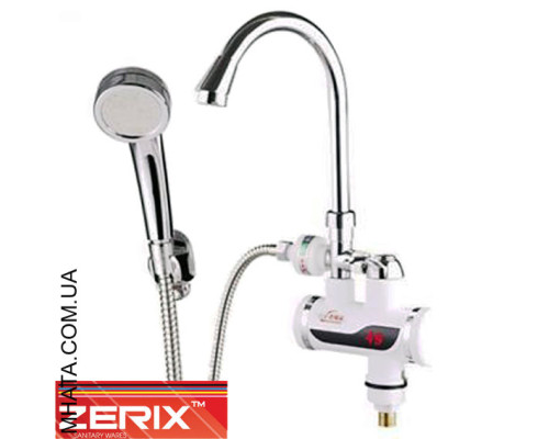 Електричний проточний водонагрівач Rix ELW 08-E з індикатором температури з лійкою на мийку 3 кВт