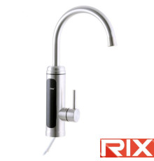 Електричний проточний водонагрівач Rix ELW 034-EP нержавіюча сталь (з ідикатором темп., з ПЗВ) на мийку 3 кВт