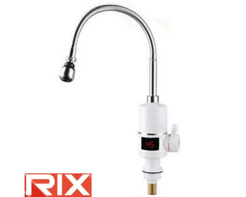 Електричний проточний водонагрівач Rix ELW 06-EF з індикатором температури на мийку 3 кВт