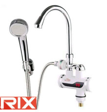 Електричний проточний водонагрівач Rix ELW 08-EP з індикатором температури з ПЗВ з лійкою на мийку 3 кВт +