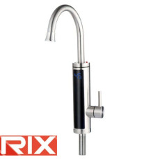 Електричний проточний водонагрівач Rix ELW 055-E нержавіюча сталь з ідикатором темп. на мийку 3 кВт