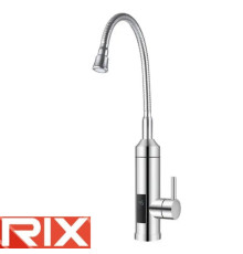 Электрический проточный водонагреватель ELW35-EF (нержавеющая сталь с индикатором темп. рефл. излив) на мойку, 3 кВт