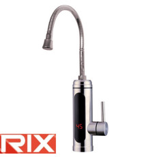 Электрический проточный водонагреватель ELW34-EF (нержавеющая сталь с индикатором темп. рефл. излив) на мойку, 3 кВт