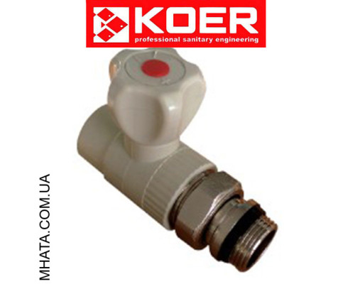 KOER Кран радіаторний прямий кульовий 20*1/2н