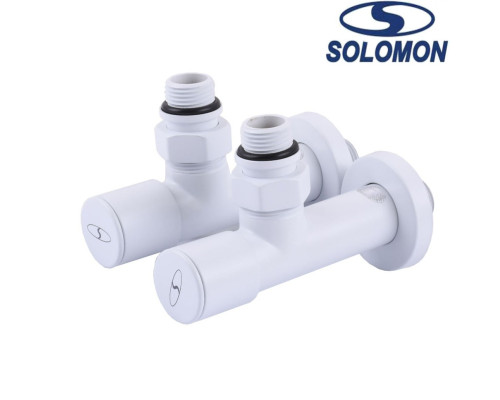 Кран вентильний кутовий з американкою Solomon LUX 1/2″ WHITE 7777, Польща