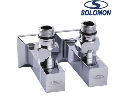 Набір кутовий кран напівоборотний з американкою Solomon LUX 1/2″ CUBE CHROM 8888 1 уп, Польща (під замовлення)