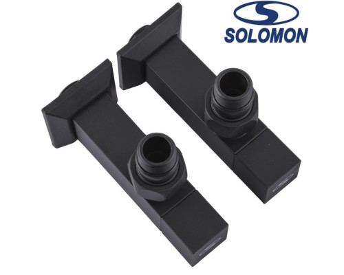 Набір кутовий кран напівоборотний з американкою Solomon LUX 1/2″ CUBE BLACK 8888 1 уп, Польща (під замовлення)