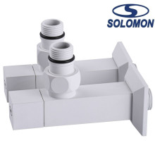 Набір кутовий кран напівоборотний з американкою Solomon LUX 1/2″ CUBE WHITE 8888 1 уп, Польща (під замовлення)