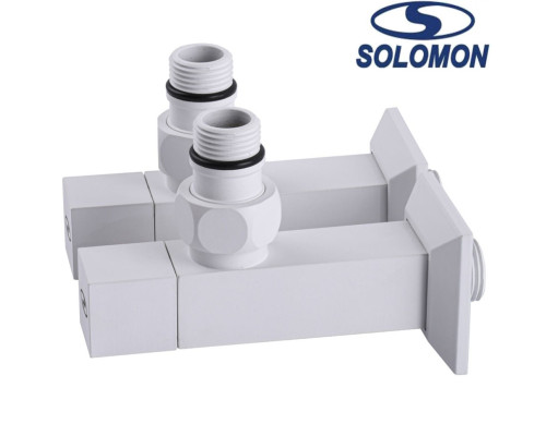 Набір кутовий кран напівоборотний з американкою Solomon LUX 1/2″ CUBE WHITE 8888 1 уп, Польща (під замовлення)