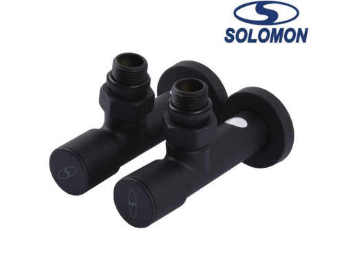 Набір кутовий кран з американкою Solomon LUX 1/2 7777 2 шт. BLACK, Польща