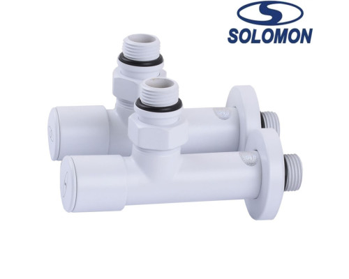 Кран вентильний кутовий з американкою Solomon LUX 1/2″ WHITE 7777, Польща