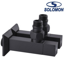 Набір кутовий кран напівоборотний з американкою Solomon LUX 1/2″ CUBE BLACK 8888 1 уп, Польща (під замовлення)