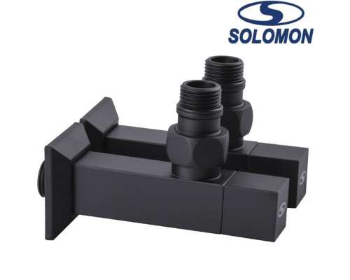 Набір кутовий кран напівоборотний з американкою Solomon LUX 1/2″ CUBE BLACK 8888 1 уп, Польща (під замовлення)