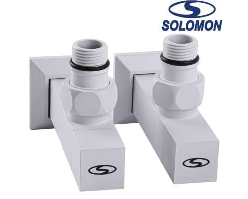 Набір кутовий кран напівоборотний з американкою Solomon LUX 1/2″ CUBE WHITE 8888 1 уп, Польща (під замовлення)