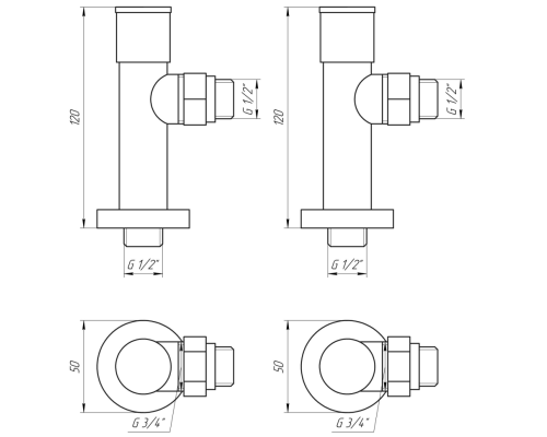 Набір кутовий кран з американкою Solomon LUX 1/2 7777 2 шт. BLACK, Польща