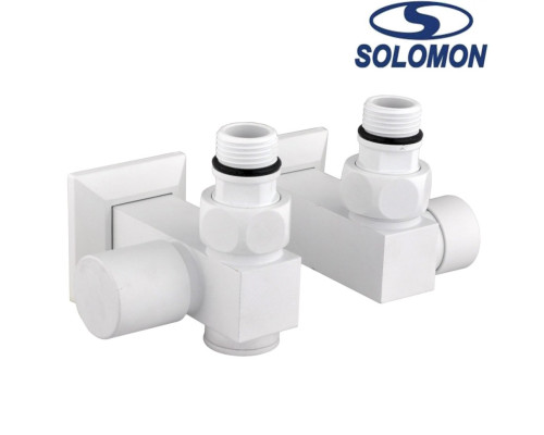 Набір кутовий кран вентильний з американкою Solomon LUX 1/2″ CUBE WHITE 8888 ТЕН 1 уп, Польща (під замовлення)