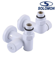 Набір кранів вентильний кутовий з американкою Solomon LUX 1/2″ WHITE 7777 TEN, Польща (на замовлення)