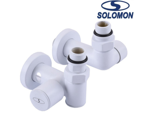 Набір кранів вентильний кутовий з американкою Solomon LUX 1/2″ WHITE 7777 TEN, Польща (на замовлення)