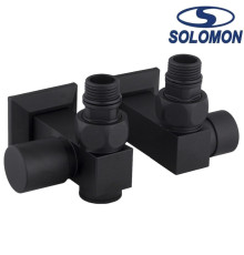 Набір кутовий кран вентильний з американкою Solomon LUX 1/2″ (1 уп.) CUBE BLACK 8888 ТЕН, Польща (під замовлення)