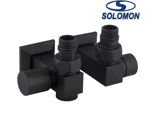Набір кутовий кран вентильний з американкою Solomon LUX 1/2″ (1 уп.) CUBE BLACK 8888 ТЕН, Польща (під замовлення)