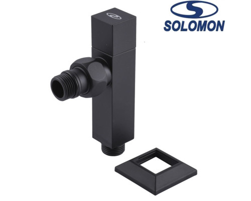 Набір кутовий кран напівоборотний з американкою Solomon LUX 1/2″ CUBE BLACK 8888 1 уп, Польща (під замовлення)