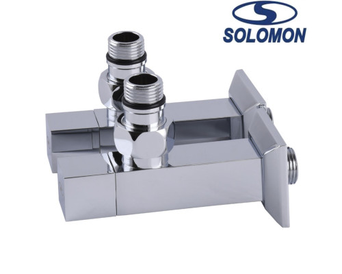 Набір кутовий кран напівоборотний з американкою Solomon LUX 1/2″ CUBE CHROM 8888 1 уп, Польща (під замовлення)