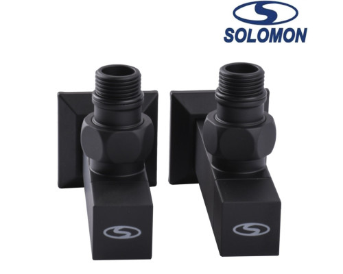 Набір кутовий кран напівоборотний з американкою Solomon LUX 1/2″ CUBE BLACK 8888 1 уп, Польща (під замовлення)