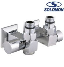 Набір кутовий кран вентильний з американкою Solomon LUX 1/2″ CUBE CHROM 8888 ТЕН, Польща (під замовлення)
