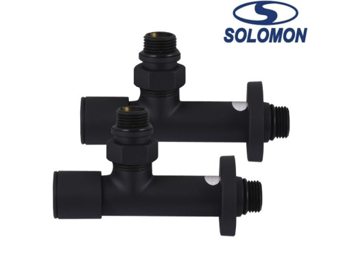 Набір кутовий кран з американкою Solomon LUX 1/2 7777 2 шт. BLACK, Польща