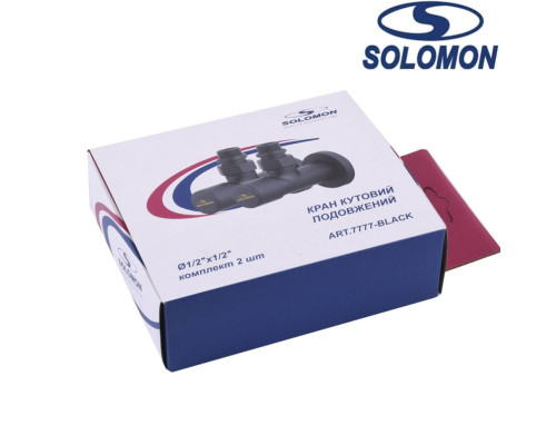 Набір кутовий кран з американкою Solomon LUX 1/2 7777 2 шт. BLACK, Польща